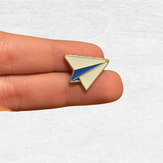 Ceramic Pin - Paper Plane with Blue Inside