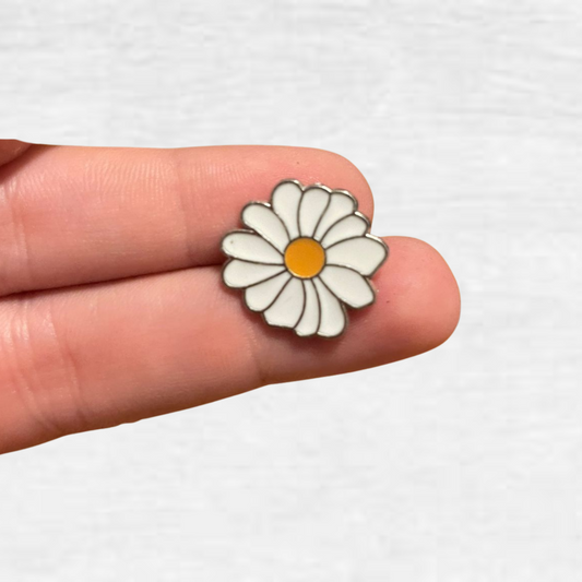 Ceramic Pin - White Sunflower