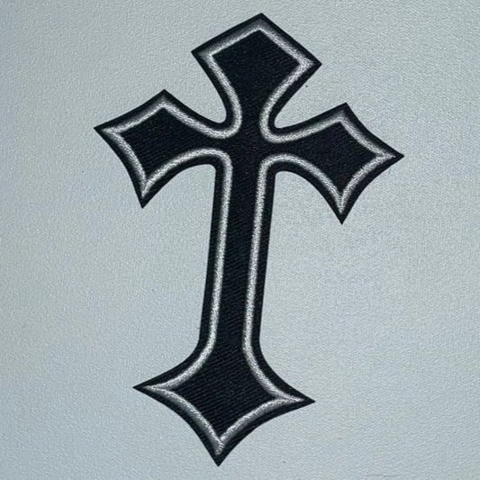 Embroidered Patch - Black Cross with Silver Lingings