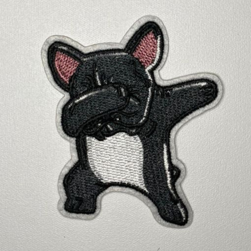Embroidered Patch - Black Dabbing Pug