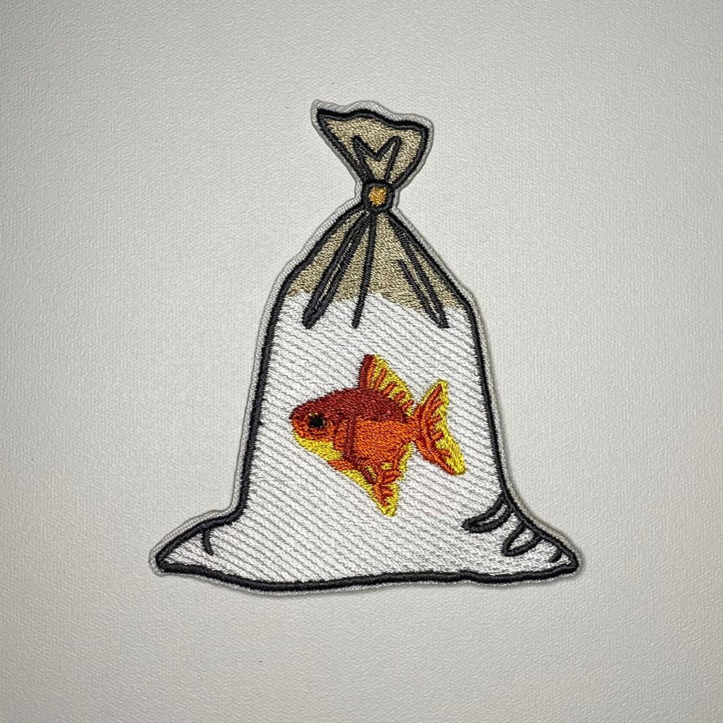 Embroidered Patch - Pet Goldfish in Plastic Bag