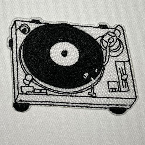 Embroidered Patch - Black and White Vinyl Player