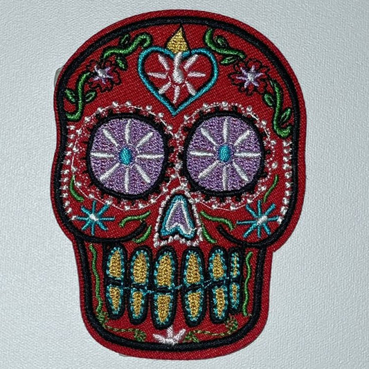 Embroidered Patch - Red Mexican Skull