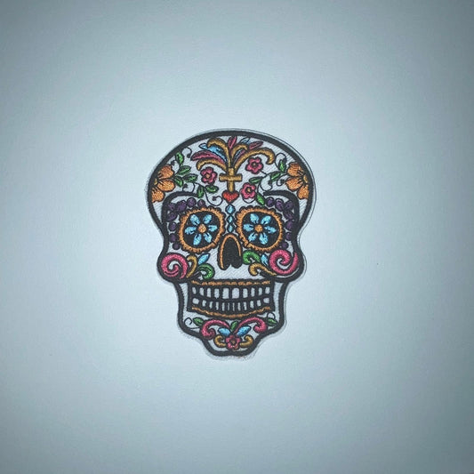 Embroidered Patch - White Mexican Skull
