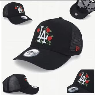 Snapback Cap - Black La Dodgers Cap With Roses