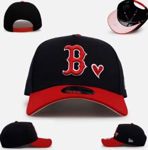Snapback Cap - Black and Red Boston Red Sox Cap with Heart
