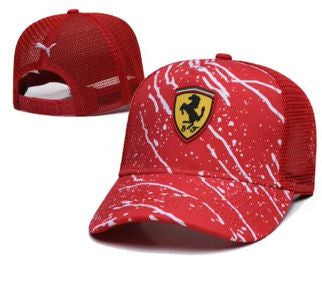 Snapback Cap - Red Ferrari Cap with White Streaks
